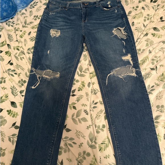 Old Navy Dark Blue Distressed Boyfriend Jeans - Picture 5 of 5